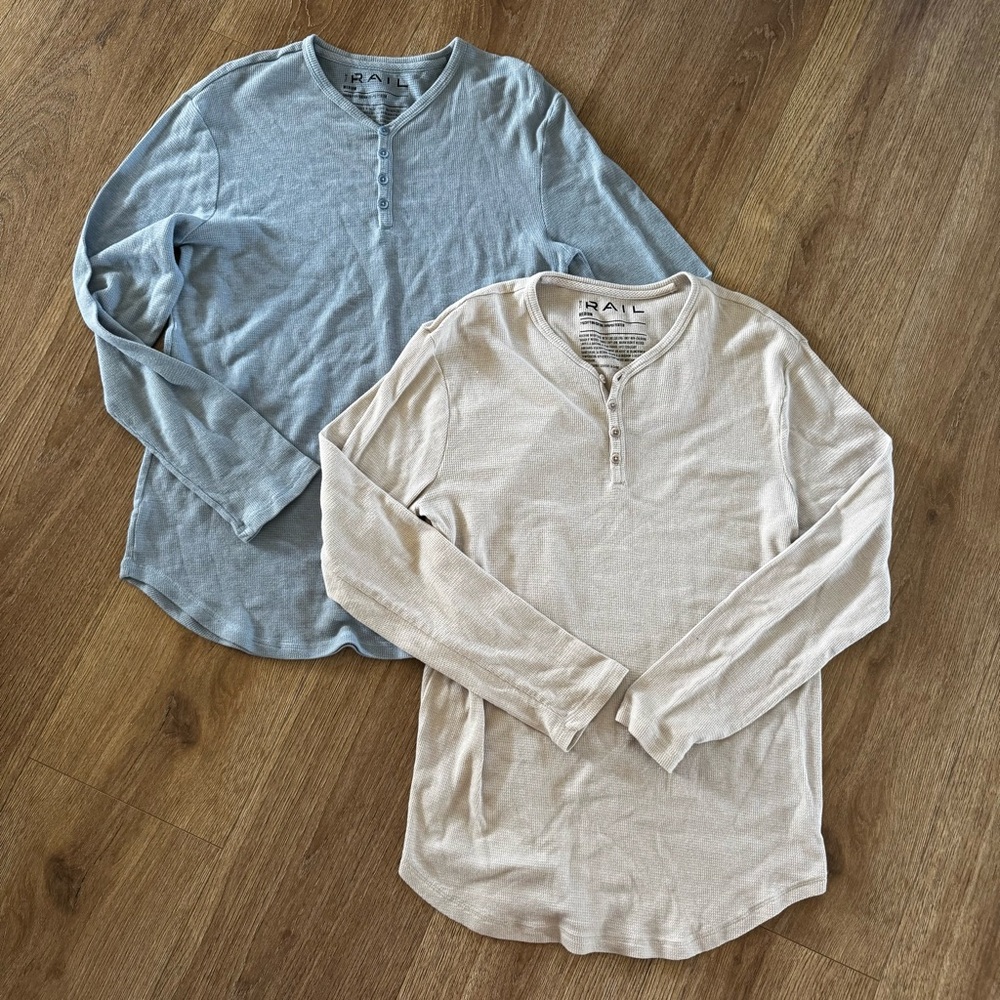 The Rail Waffle-Knit Henley in Light Blue